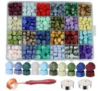 600 Pcs Assorted Color Sealing Wax Beads Bulk - 24 Colors Wax Seal Pellets Kit for Stamp Seals, Wedding Invitations, Envelope Sealing, DIY Crafts - Multicolor Pellets for Gift Ideas (B, 24)