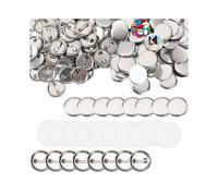 600 Pcs Blank Button Making Supplies 25mm (1 inch) Button Kit with Metal Case, Back with Pin, Clear PVC Film - Compatible with 25mm Makers