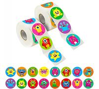 600 PCS Cartoon Monster Stickers for Kids, Party Decoration Teacher Reward Encouragement Motivational Decals 16 Designs Value Pack (1.5" in Diameter)