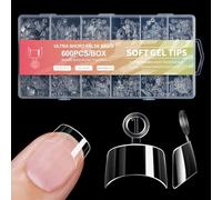 600 Pcs Clear Half Cover Press On Nails - Natural Look False Nail Tips for Salon & Home DIY, Easy to Apply & Reusable for Nail Professionals & Enthusiasts