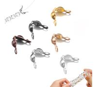 600 Pcs Crimp Covers for Jewelry Making, Crimp Beads Cover, Metal Open Bead Tips Knot Covers, Clamshell Fold-Over Buckle Double Side, Jewelry Accessories end caps for DIY Bracelet Making, 7 Colours