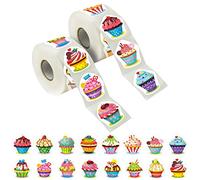 600 Pcs Cupcake Party Decoration Teacher Reward Encouragement Motivational Sticker Mega Pack 16 Designs with Perforation Line (Each Measures 1.5" in Diameter)