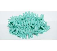 600 pcs Dagger Pressed Glass Beads, Turquoise (63130), Glass, Czech Republic, Size 3 x 11 mm (0.12 x 0.43 in)