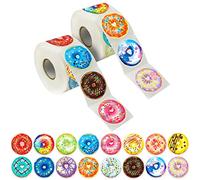 600 Pcs Donut Party Decoration Teacher Reward Encouragement Motivational Sticker Mega Pack 16 Designs with Perforation Line (Each Measures 1.5" in Diameter)