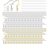 600 Pcs Earring Hooks,Earring Making Kit,Hypoallergenic Ear Wire Hooks,Supplies with Hooks,Backs Jump Rings,Suitable for DIY Jewelry Making,Gold,Silver