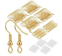 600 Pcs Earring Hooks Set, Gold Plated Hooks, Clear Rubber Backs, 5mm Jump Rings, Jewellery Making Supplies, Earring Making Kit（ Gold）