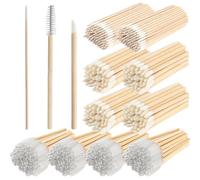 600 Pcs Eyelash Extension Supplies Kit, Include 200 Bamboo Mascara Brushes 200 Bamboo Lip Brushes 200 Micro Swabs Eyelash Brushes Makeup Applicator Tool Set(White)