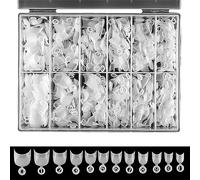 600 PCS Fake Nails Pack Half Cover Tips Short Nail Natural Extension Art Press Accessories French Acrylic Fake Nail Speaker Acrylic Tips Home Manicure Tools