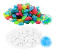 600 Pcs Glow in the Dark Pebbles, Colorful Luminous Gravel for Fish Tanks Mini White Decorative Garden Stones for Home Patio Walkway Aquarium (Multicolor)