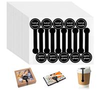 600 Pcs Hand Made Self-Adhesive Stickers Black Long Label Stickers Lollipop Sealing Stickers for Candy Cookie, Bakery, Cake, Sweet, Treat, Biscuit, Chocolate and Gift