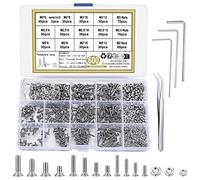 600 Pcs M2/M2.5/M3 Countersunk Head Flat Head Socket Cap Hexagonal Machine Screws Bolts Nuts, Stainless Steel Hexagonal Countersunk Bolts and Nuts Assortment Kit, with 3 Pcs Hex Wrenches