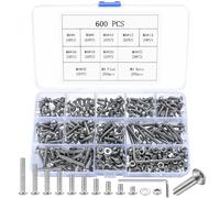600 Pcs M4 Bolts Set, M4 Nuts and Bolts Set, Hex Socket Button Head Cap Screws and Nuts Set with Washers, Stainless Steel Hex Machine Screws Assortment Kit, Pan Head Bike Bolt Set