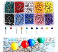 600 Pcs Plastic Round Head Pins for Pinboard, Cork Boards, Note Marking, Addresses, Maps, Locations, Office, Home, Meeting Display