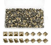 600 Pcs Pyramid Studs for Clothing, 10mm Punk Spikes for Clothing, Metal Bronze Square Studs and Spikes, Pyramid Rivets for DIY Shoes Denim Leather Bag Making Jewelry Arts and Crafts