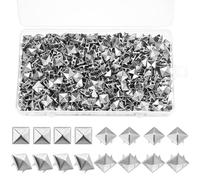 600 Pcs Pyramid Studs for Clothing, 10mm Punk Spikes for Clothing, Metal Silver Square Studs and Spikes, Pyramid Rivets for DIY Shoes Denim Leather Bag Making Jewelry Arts and Crafts