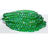 600 pcs Round Pressed Glass Beads Druck, Emerald Green Ab (50120 Ab), Glass, Czech Republic, Size 5 mm (0.2 in)