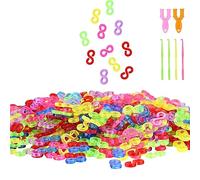 600 Pcs S Clips Rubber Band Clips,Colourful Loom Band S Clips Plastic Band Clips Connectors Refills Bracelet Kit Clip for Craft Making DIY Bracelet Connector Weaving Necklace Jewelry Accessories