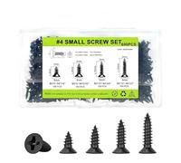 600 Pcs Self Tapping Screws Metal, M3 Black Cross Wood Screws Assortment, Flat Head Small Screws, Suitable for Furniture, Door Handle, Woodworking, DIY Model Fixing(6mm,8mm,10mm,12mm)