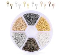 600 Pcs Small Screw Eyes for Jewellery Making, Little Threaded Metal Eyelet Screws, 4 x 8 mm Mini Screw Eye Pins for Hanging DIY Craft Clay Pendants & Metalworking Supplies