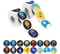 600 PCS Solar System Stickers in Rolls with Perforation Line. Perfect for Toddlers and Kids. 1.5” (Expanded Edition with Astronauts, Comet, The Moon and Satellites)