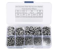 600 Pcs Spring Lock Washers, Spiral Split Washers, Stainless Steel V2A Anti-Rust DIN 127 Form B - M2/M2.5/M3/M4/M5/M6/M8/M10/M12 for Various Applications