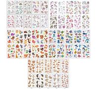 600+ pcs Temporary Tattoos for Kids, BOSOIRSOU 50 sheets Tattoo Stickers Assorted Cartoon Unicorn Mermaid Animal Fake Tattoo for Boys and Girls Party Supplies Gifts