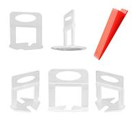 600 pcs Tile Leveling System 1mm,500 pcs Tile Spacer Clips,100 pcs Reusable Wedges, for Floor Tile Spacers Wall,Ceramic Tile and Stone Installation