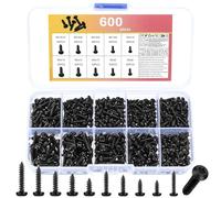 600 Pcs Torx Pan Head Self Tapping Screws Set, Small Black Round Head Torx Self-Tapping Wood Screws Assortment Set for Plastic Wood Soft Metal(M2 M2.3 M2.6 M3)