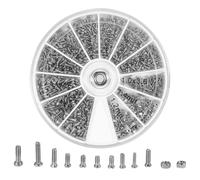 600-Piece Micro Screw and Nut Assortment Kit - M1 M1.2 M1.4 M1.6 Stainless Steel Flat Head Screws, Nuts & Rivets for Eyeglasses, Sunglasses, Watches, and Electronics Repair (12 Sizes in Organizer Box)