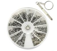600-Piece Mini Screw and Nut Kit for Watch, Eyeglass & Smartphone Repair - Stainless Steel M1.2/M1.4 Nuts + 10 Sizes of Screws (.0-2.5mm)