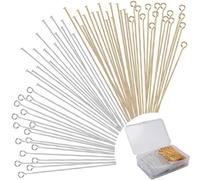 600 Pieces 2 Inch Flat Head Pins Eye Pins for Jewelry Making DIY, Straight Head Eye Pins Gold and Sliver Jewelry Making Pin Metal End Headpins for Craft Earring Bracelet Necklace Pendant Supplies