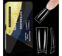 600 Pieces Clear Gel Curved Nails Tips for Natural Look Half Covers False for Manicure Quick Styling Half Covers False