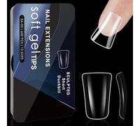 600 Pieces Clear Gel Curved Nails Tips for Natural Look Half Covers False for Manicure Quick Styling Half Covers False