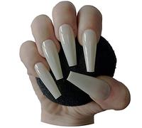 600 Pieces COFFIN Extra Long Tapered NATURAL Full Cover False Nails Glue On Tips - Professional Salon & Home Use.