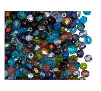 600 Pieces Czech Faceted Glass Beads, Fire-Polished, Round 4 mm, Transparent Mix
