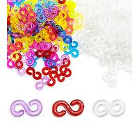 600 Pieces Loom Bands S Clips, Colorful Rubber Band Clips Loom Band Connectors Plastic Connectors Refills Kit Loom Band Hooks for Weaving Necklace Jewelry Accessories DIY Craft Making