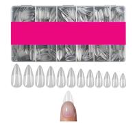 600 Pieces Of Engraving-Free Semi-Frosted Nail Pads, Drop-Shaped Transparent Nail Pads, Manicure Practice Fake Nails, Suitable For Salon Training And Diy Styling.