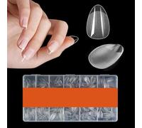 600 Pieces Short Almond Fake Nails, Soft Half Matte Full Cover Gel Nail Tips with Box, 12 Sizes Pre-Shaped Clear Acrylic Press on Nails for Extensions Manicure Art Home DIY Salon (Transparent, 04)