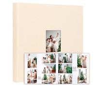 600 Pockets Photo Album 4x6 with Writing Space, Large Capacity 4x6 Photo Album Holds 600 Horizontal and Vertical Photos, Linen Cover Acid Free Pages Photo Book for Family Wedding Baby Pictures, Beige