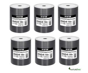600 Ritek GPL Duplication Printable Blank DVD DVD-R 16x 4.7GB 120 min Discs