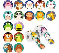 600 Round Animal Stickers, Adorable Incentive Stickers in 16 Designs Cute Labels Gifts for Kids Teacher Reward Motivational with Peroration Line (Each Measures 1.5" in Diameter)