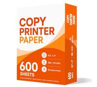 600 Sheets 8.5x11 Printer Paper, 20lb White Letter Size Thick Copy Paper | 92 Bright Multipurpose Bulk Computer Copy Paper, Blank Copier Paper for Office Use, School, Home, Writing, Drawing