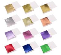 600 Sheets Gold Leaf Foil Paper, 12 Colors Imitation Gold Leaf for Arts and Crafts, Nail Art, Slime, Painting, Home Decoration,Wall