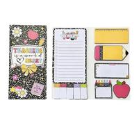 600 Sheets Teacher Sticky Notes Set, Self Stick Notes with 7 Shapes and Index Tabs, Cute Stationery Supplies for Classroom Office, Creative Notepad for Teacher Appreciation Gift (A)