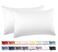 600 Thread Count Cotton Standard Pillow Cases Set of 2, Deep Dream Standard Size Pillowcases Percale Weave, 20x26 Inches, Super Soft and Breathable Envelope Closure Pillow Covers (Pure White)