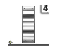 (600 x 1400 (BTU: 2522), With MOA Thermostatic Element) 600mm Wide Anthracite Grey Electric Towel Rail With Thermostatic Element