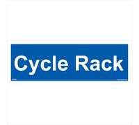 (600 x 200mm - 24 x 8, Dibond / Composite Aluminium) GE549 Cycle Rack SIGN Wall Door Plaque stand bicycle bike store mountain