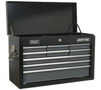 600 x 260 x 380mm BLACK 9 Drawer Topchest Tool Chest Storage Unit - High Gloss