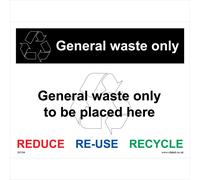 (600 x 400mm - 24 x 16, Magnetic - Vehicle Grade) GE164 General Waste Only SIGN rubbish bin garbage reduce reuse recycle skip can