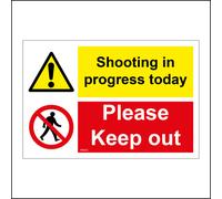 (600 x 450mm - 24 x 18, B - Magnetic - Vehicle Grade) PR472 Shooting In Progress Today Please Keep Out Sign Weapons Target Practice 600mm x 450mm B - Magnetic - Vehicle Grade